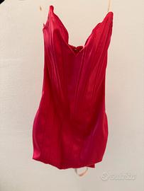 Mini dress fucsia satin corset dress di Oh polly