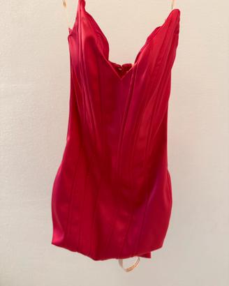 Mini dress fucsia satin corset dress di Oh polly