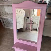 Specchio con cassetto rosa
