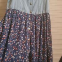 Vestitino smanicato Jeans e cotone goffrato