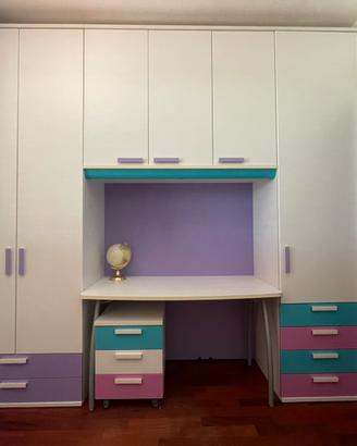 Armadio cameretta con ponte scrivania