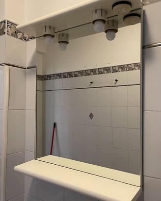 Specchio bagno con mensola e due punti luce