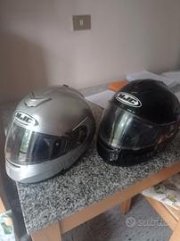 casco moto integrale nero e silver