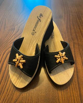 Ciabatte De Fonseca nere con zeppa - EU 37- Nuovo