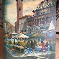 Quadro Piazza Della Frutta Padova di Bruno Schio