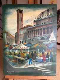 Quadro Piazza Della Frutta Padova di Bruno Schio