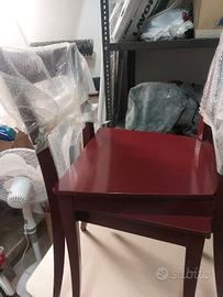 4 sedie bordeaux in legno