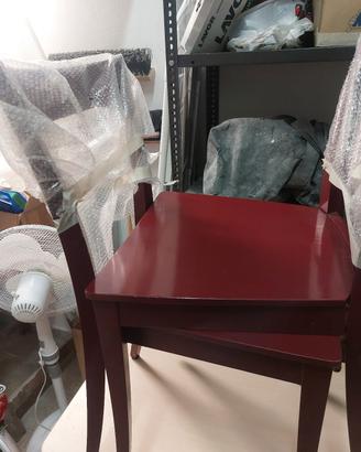 4 sedie bordeaux in legno