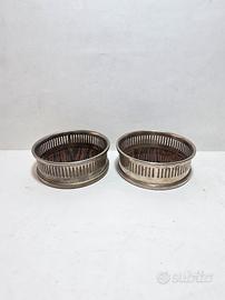 Coppia Sottobottiglie Metallo Argentato Déco 1930