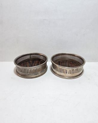 Coppia Sottobottiglie Metallo Argentato Déco 1930