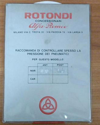 Alfa Romeo disco orario vintage anni 60/70