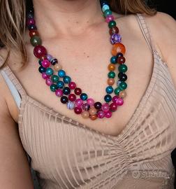 Collana di pietre di agata naturale