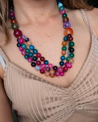 Collana di pietre di agata naturale