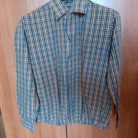 Camicia manica lunga quadretti arancione azzurro