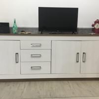 🟨 Mobile TV con 3 Cassetti Centrali e 2 Ante Lat.