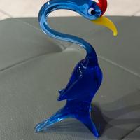 Statuina uccello Gru blu in vetro di Murano