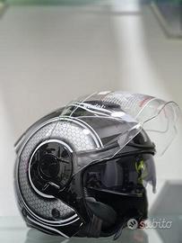 CASCO DIEFFE BIANCO E NERO LUCIDO CON DOPPIA VISIE