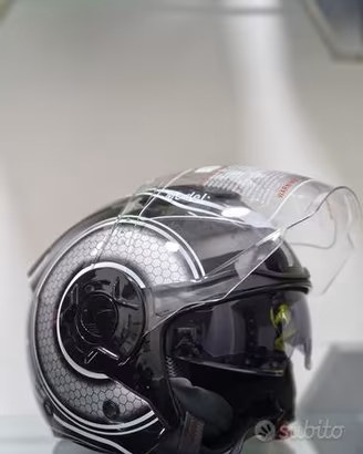 CASCO DIEFFE BIANCO E NERO LUCIDO CON DOPPIA VISIE