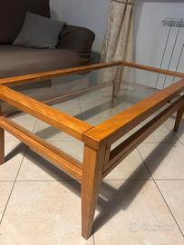 Tavolino legno e vetro + tavolino vetro salotto