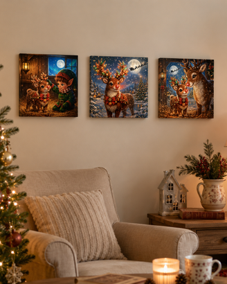 Quattro quadretti decorativi natalizi pezzi unici