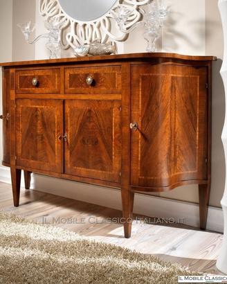 Credenza intarsiata in piuma di noce