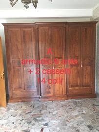 Armadio classico in legno 6 ante + 2 cassetti