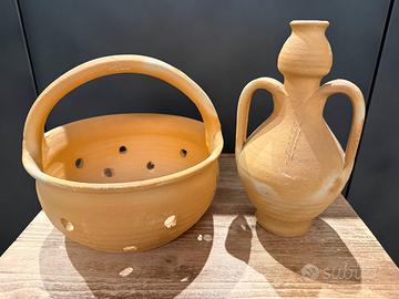 Ceramiche Artigianali Terracotta Anfora e Cestino