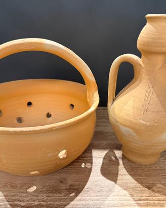 Ceramiche Artigianali Terracotta Anfora e Cestino
