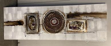 Grande quadro su tela a rilievo etnico vintage