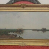 Quadro antico olio su tela cm. 80x40 cornice