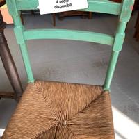 4 sedie  in legno con seduta impagliate in  
