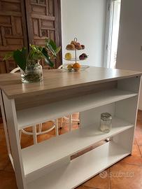 Isola cucina in legno e 2 sgabelli