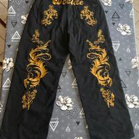 Jeans Larghi Con Ricamo Cinese