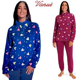 Pigiama donna invernale caldo e morbido pile coral