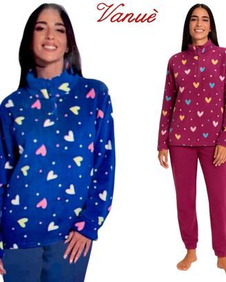 Pigiama donna invernale caldo e morbido pile coral