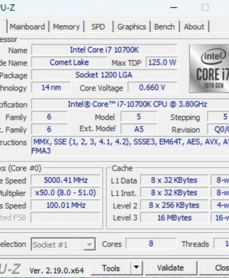 CPU Intel I7 10700K socket 1200