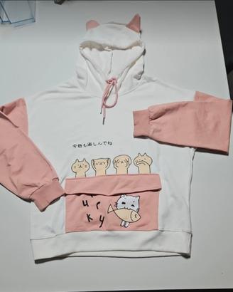 Felpa con cappuccio gatti kawaii – taglia L