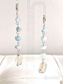 Orecchini: argento 925, acquamarina, quarzo lemon
