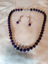 Parure di ametista naturale orecchini argento