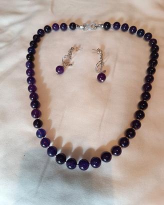 Parure di ametista naturale orecchini argento