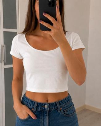 Tshirt cropped H&M Divided bianca tg S