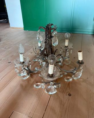 Lampadario vintage “Maria Teresa” metallo bronzato