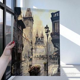 Quadro su tela “Praga Sotto La Pioggia” romantico