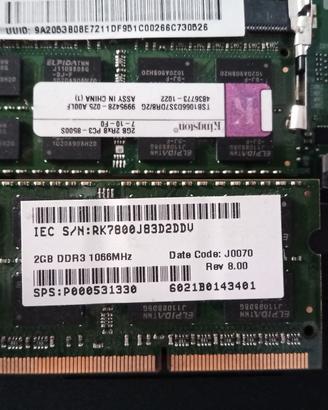 kit memorie RAM 4GB DDR3 notebook portatile