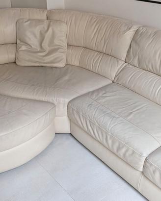 Divano angolare in vera pelle Poltronesofà + pouf 