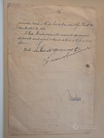 Documento autografo Mussolini e Vittorio Emanuele 
