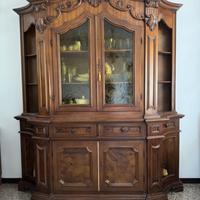 Credenza vetrina in legno massello noce