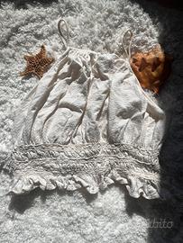 Top a fascia arricciato con volanti