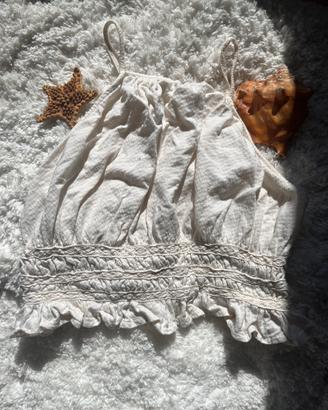 Top a fascia arricciato con volanti