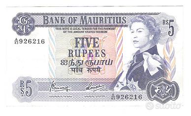 MAURITIUS 6 monete 1 banconota d'epoca Rupie